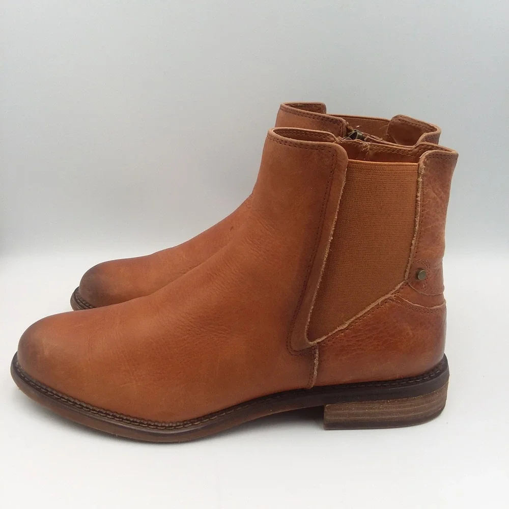 Franco Sarto Horrace Cognac Brown Leather Chelsea Boots Women's 10 Ankle Booties